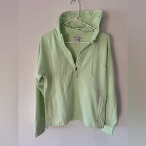 Athleta Unstoppable light Green Hooded Quarter Zip Sweatshirt - M